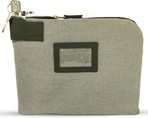Cash Bag, Money Bank Deposit Register Bag with Lock and 2 Keys, 11 x 8.6 inches, Durable Water-resistant Waxed Canvas and Leatherette Pouch with Zipper for Documents and Jewerly in Saudi Arabia