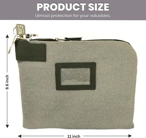 Cash Bag, Money Bank Deposit Register Bag with Lock and 2 Keys, 11 x 8.6 inches, Durable Water-resistant Waxed Canvas and Leatherette Pouch with Zipper for Documents and Jewerly in Saudi Arabia