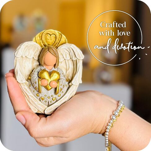 Angel of Love Sculpture, Decorative Figure, Sculpted Hand-Painted Figure, Angel Statue, Home Decor, Gift, Bolitas Series (Golden Heart) in Saudi Arabia
