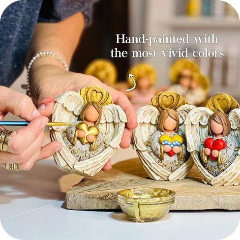 Angel of Love Sculpture, Decorative Figure, Sculpted Hand-Painted Figure, Angel Statue, Home Decor, Gift, Bolitas Series (Golden Heart) in Saudi Arabia
