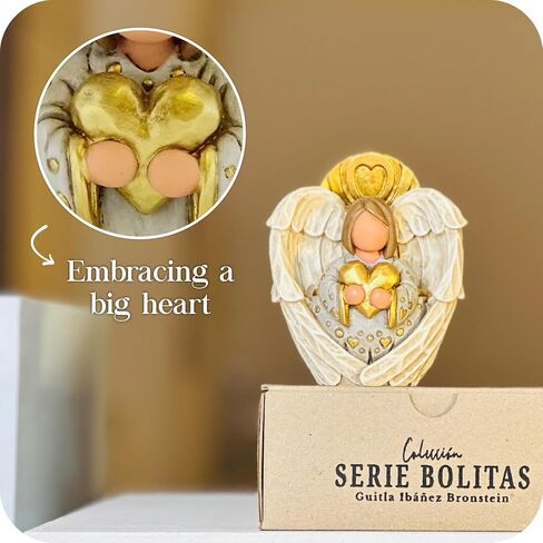 Angel of Love Sculpture, Decorative Figure, Sculpted Hand-Painted Figure, Angel Statue, Home Decor, Gift, Bolitas Series (Golden Heart) in Saudi Arabia