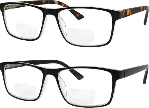 Yogo Vision Bifocal Reading Glasses for Men and Women, Rectangle MultiFocal Readers with Spring Hinges, Retro Design in Kuwait