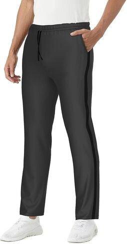 Men's Workout Pants - Polyester Jogging Pants - Brushed Tricot Mens Warm Up and Active Pants in Saudi Arabia