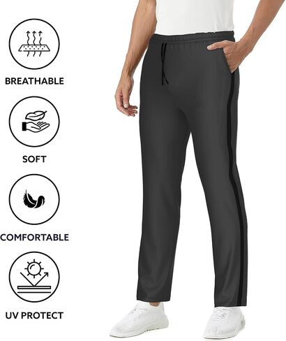 Men's Workout Pants - Polyester Jogging Pants - Brushed Tricot Mens Warm Up and Active Pants in Saudi Arabia