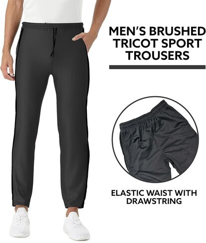 Men's Workout Pants - Polyester Jogging Pants - Brushed Tricot Mens Warm Up and Active Pants in Saudi Arabia