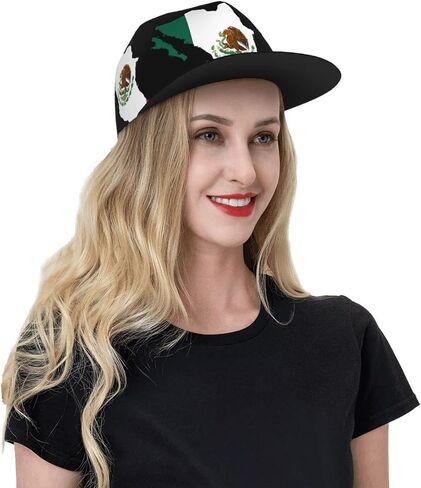 Cute Mexico Flag Hat Unisex Mexican Flag Baseball Cap for Men Women Adjustable Snapback Flat Bill Baseball Cap in Kuwait