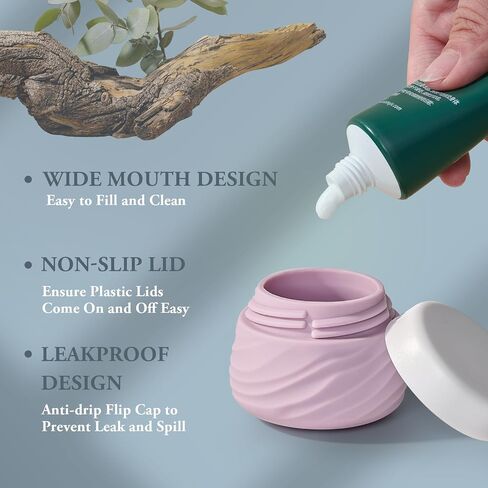 Eternal Moment Travel Containers for Toiletries, Silicone Jars with Lid, TSA Approved Travel Size Bottles with Clear Bag, Leak-proof Travel Accessories Cosmetic for Lotion Face Body Cream (4 Pack) in Kuwait