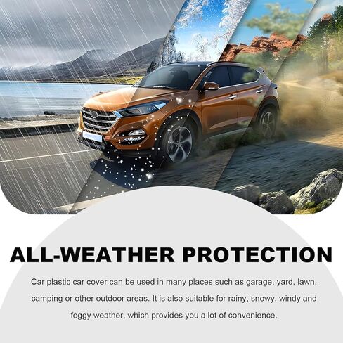 2 PCS Disposable Car Cover, Waterproof Clear Plastic Car Full Exterior Covers with Elastic Band, Universal Transparent Protective Cover for Cars SUVs, Car Accessories (M) in Kuwait