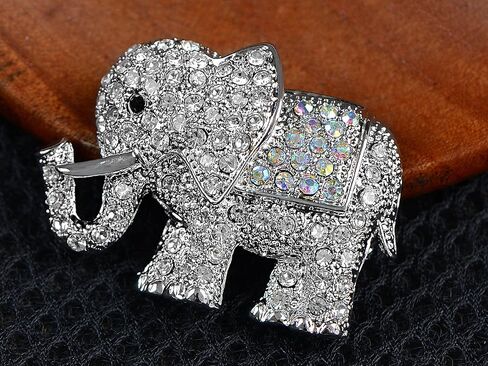 Alilang Indian African King Elephant Clear Crystal Rhinestone Animal Kingdom Silver Tone Brooch Pin in Kuwait