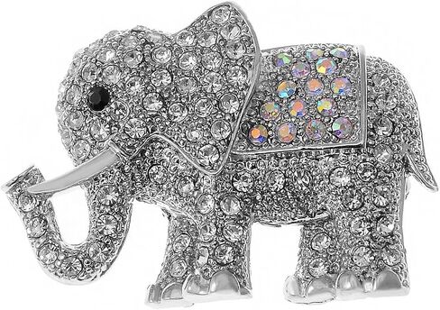 Alilang Indian African King Elephant Clear Crystal Rhinestone Animal Kingdom Silver Tone Brooch Pin in Kuwait