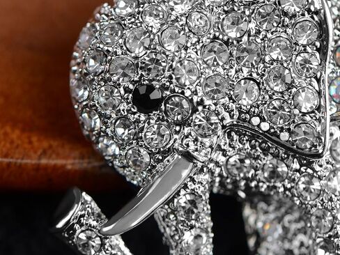 Alilang Indian African King Elephant Clear Crystal Rhinestone Animal Kingdom Silver Tone Brooch Pin in Kuwait