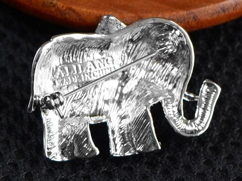 Alilang Indian African King Elephant Clear Crystal Rhinestone Animal Kingdom Silver Tone Brooch Pin in Kuwait