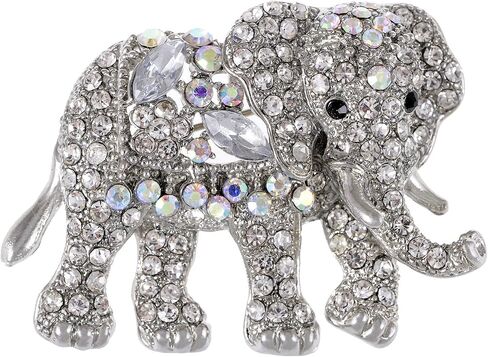 Alilang Indian African King Elephant Clear Crystal Rhinestone Animal Kingdom Silver Tone Brooch Pin in Kuwait