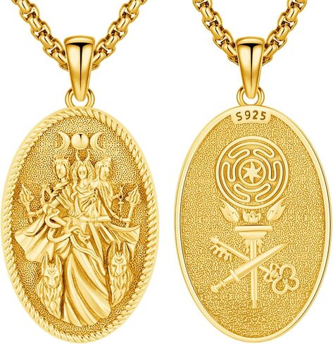 Hecate Necklace 925 Sterling Silver Goddess of Witches of Magic Hekate Pendant Necklace Ancient Greek Mythology Night of Hekate Moon Amulet Jewelry for Women Men in Kuwait