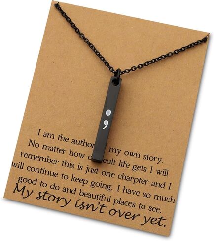 bobauna قلادة شريطية بفاصلة منقوطة، قصتي لم تنته بعد، هدية مجوهرات للتوعية بالصحة العقلية مع بطاقة تهنئة in Kuwait