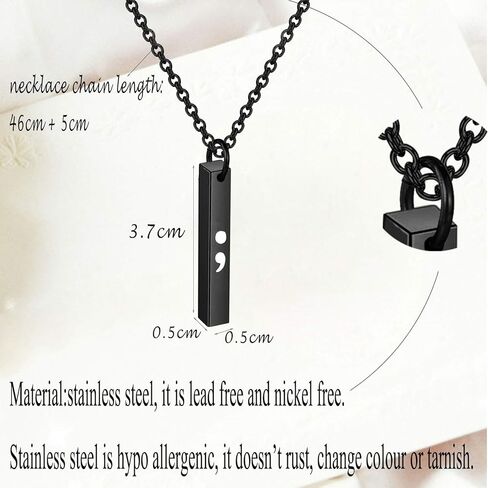 bobauna قلادة شريطية بفاصلة منقوطة، قصتي لم تنته بعد، هدية مجوهرات للتوعية بالصحة العقلية مع بطاقة تهنئة in Kuwait