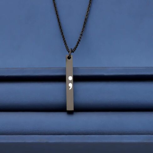 bobauna قلادة شريطية بفاصلة منقوطة، قصتي لم تنته بعد، هدية مجوهرات للتوعية بالصحة العقلية مع بطاقة تهنئة in Kuwait