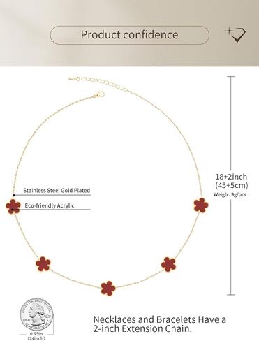 14K Gold Plated Four Leaf Clover Pendant Necklace for Women Lucky Flower Jewelry in Kuwait