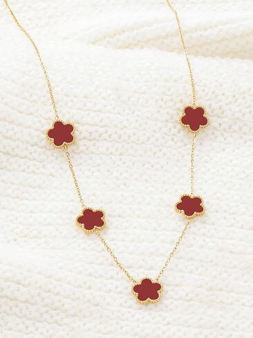 14K Gold Plated Four Leaf Clover Pendant Necklace for Women Lucky Flower Jewelry in Kuwait