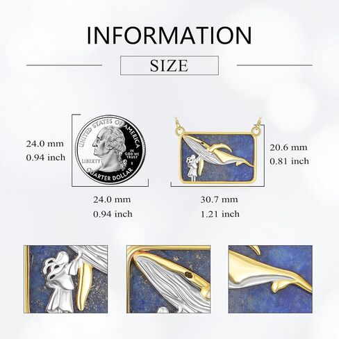 Lapis Lazuli Necklace for Women 925 Sterling Silver Phoenix/Rhino/Whale/Bear/Wolf Pendant Necklace 18k Gold Plated Animal Jewelry Gifts for Women in Saudi Arabia