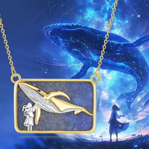 Lapis Lazuli Necklace for Women 925 Sterling Silver Phoenix/Rhino/Whale/Bear/Wolf Pendant Necklace 18k Gold Plated Animal Jewelry Gifts for Women in Saudi Arabia