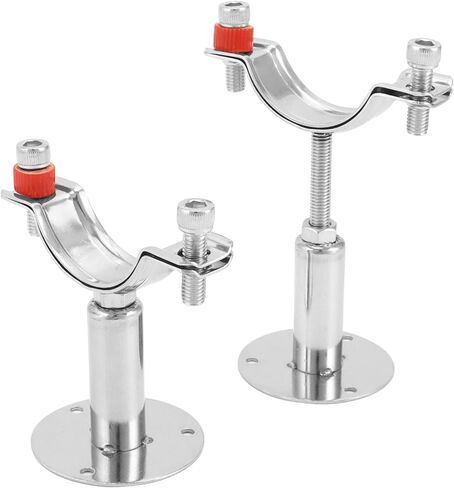 مجموعة دعامات دعم الأنابيب المصنوعة من الفولاذ المقاوم للصدأ القابلة للتعديل من QWORK - متوافقة مع أنابيب مقاس 1 بوصة - خيارات التركيب على الحائط والسقف - تتضمن 4 أقواس دعم ومسامير ومرساة in Kuwait