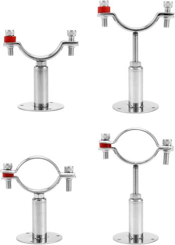 مجموعة دعامات دعم الأنابيب المصنوعة من الفولاذ المقاوم للصدأ القابلة للتعديل من QWORK - متوافقة مع أنابيب مقاس 1 بوصة - خيارات التركيب على الحائط والسقف - تتضمن 4 أقواس دعم ومسامير ومرساة in Kuwait