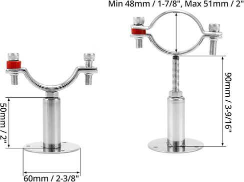 مجموعة دعامات دعم الأنابيب المصنوعة من الفولاذ المقاوم للصدأ القابلة للتعديل من QWORK - متوافقة مع أنابيب مقاس 1 بوصة - خيارات التركيب على الحائط والسقف - تتضمن 4 أقواس دعم ومسامير ومرساة in Kuwait