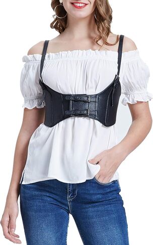 KANCY KOLE Women Fashion Faux Leather Waist Belt Steampunk Underbust Corset in Kuwait