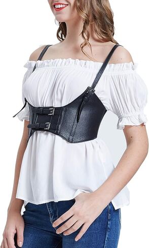 KANCY KOLE Women Fashion Faux Leather Waist Belt Steampunk Underbust Corset in Kuwait
