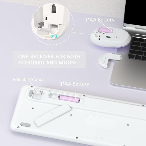 Colorful Wireless Keyboard and Mouse Combo, 2.4GHz Wireless Retro Cute Round Keycaps Keyboard, 104 Keys Full-Sized Keyboard Mouse Set with Switch Button for PC Laptop Desktop (Pink Gradient) in Kuwait