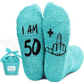 HAPPYPOP Birthday Gifts for Women - Gifts for Her in 50s, Fuzzy Socks for 51 52 53 54 55 56 57 58 59 60 Year Old Woman