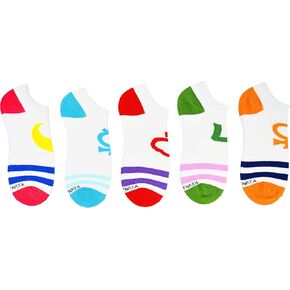 Sailor Moon Ruffle Lowcut Socks (5 Pair Pack) - Mars, Venus, Jupiter, Mercury - Fits Ladies Shoe Size 4-10