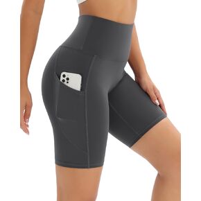 Women's Biker Shorts with Pockets, High Waist Yoga Shorts for Workout Running Gym, Tummy Control Athletic Shorts