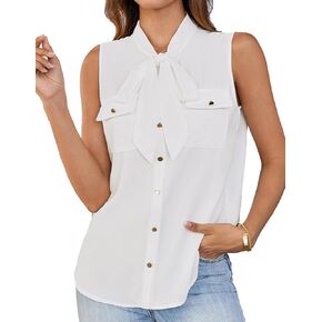 GRACE KARIN Women's Stand Collar Tie Neck Tank Tops Sleeveless Work Bow Top Shirts