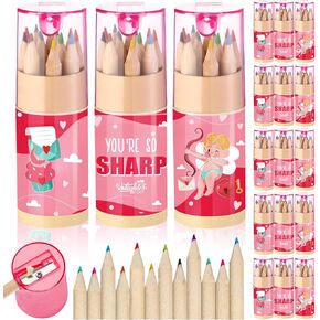 20 Pack Inspirational Colored Pencils with Sharpener in Tube Back to School Party Favor for Kids Mini Drawing Colored Pencils for Children Classroom School Gift Supplies(Classic)