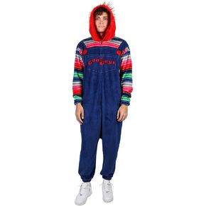 Bioworld Chucky Men's Cosplay Hooded Kigurumi Halloween Union Suit With Zipper Pull