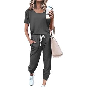 Women's Sweatsuit Set Casual 2 Piece Outfit Color Block Pajamas Set Sleeve Top Sweatpant Set Jogger Tracksuits