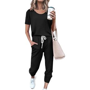 Women's Sweatsuit Set Casual 2 Piece Outfit Color Block Pajamas Set Sleeve Top Sweatpant Set Jogger Tracksuits