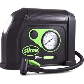 Slime 40080 Cordless Tire Inflator, Rugged Portable Air Compressor Pump with Auto Shut Off, Lithium Ion Battery and LED Light, Rechargeable