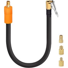 14'' Tire Inflator Extension Tube w/Presta Valve, Upgrade Clip On Tire Inflator Hose Adapter, Tire Pump Quick Inflation High-Pressure Tube for Car Motorcycle Bicycle Maintenance Accessories