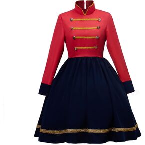 Women's Nutcracker Costume Christmas Toy Soldier Cosplay Costume Uniform Dress