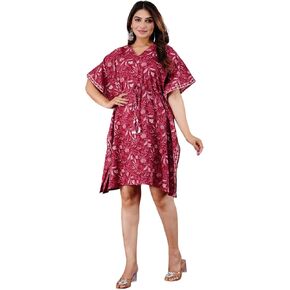 Cotton Kaftan Dresses for Women's v Neck Half Sleeves Cotton Swimsuits Cover up