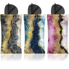 3 Pack Squeeze Leather Sunglasses Pouch - Portable Spring Storage Glasses Pouch Holder