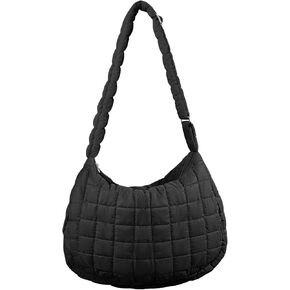 Quilted Puffer Tote Bag Adjustable Shoulder Strap NylonTote Bag Trendy Oversized Shoulder Bag for Women Travel Casual