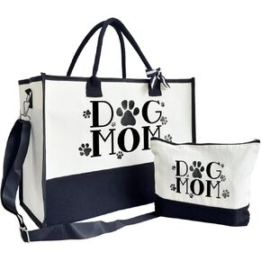 Dog Mom Tote Bag, Canvas Tote Bag for Women, Shoulder Beach Bag, Gifts for Women Dog Owner, Canvas Going Out Bags, Travel Bag Gifts for Dog Mom, Gifts for Dog Lover, Canvas Tote Bag With Zipper