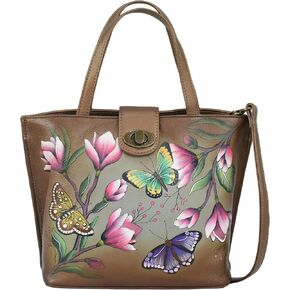 Anna by Anuschka Women’s Original Leather Hand-Painted Medium Tote with Loop and Turn Lock