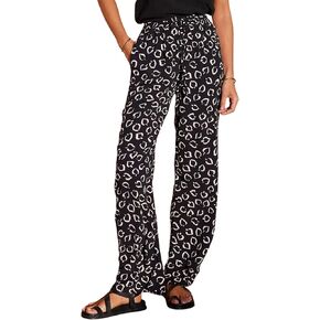 Angashion Womens Wide Leg Pants Casual High Waisted Flowy Trousers Floral Print Drawstring Palazzo Pant with Pockets