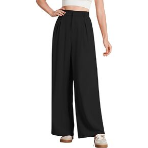 ODIZLI Women Casual Wide Leg Pants Elastic High Waist Dress Pants for Women Straight Trousers Pants