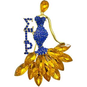 Greek letter sorority SIGMA GAMMA RHO society Shiny Rhinestone Girl Metal Brooch